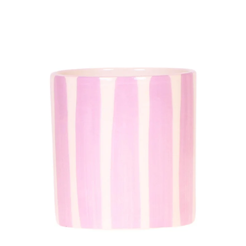 Dekotopf Painted Stripe in Rosa, Ø 9 cm