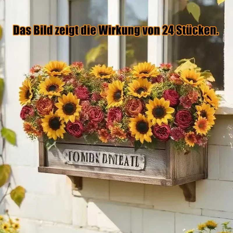 31 cm künstlicher Herbstton-Sonnenblumenstrauß mit Pfingstrosen und Margeriten