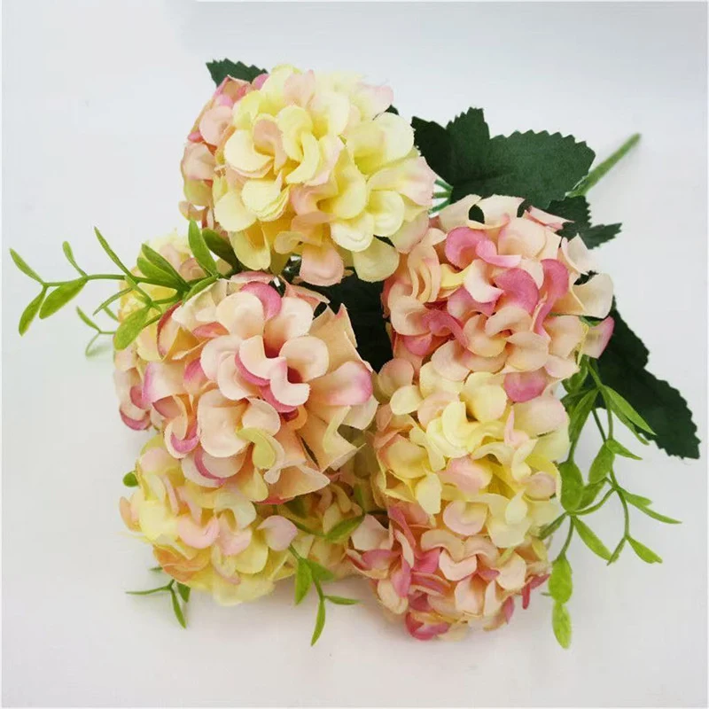35 cm Künstliche Hortensienstrauß im Herbstton - Faux Flower-Bouquet Dekoration für zu Hause, Braut Hochzeit, Party