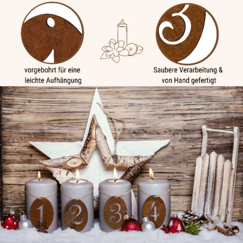 Rost Metall Adventsdeko Zahlen 1 - 4 | Weihnachtsdeko Adventzahlen