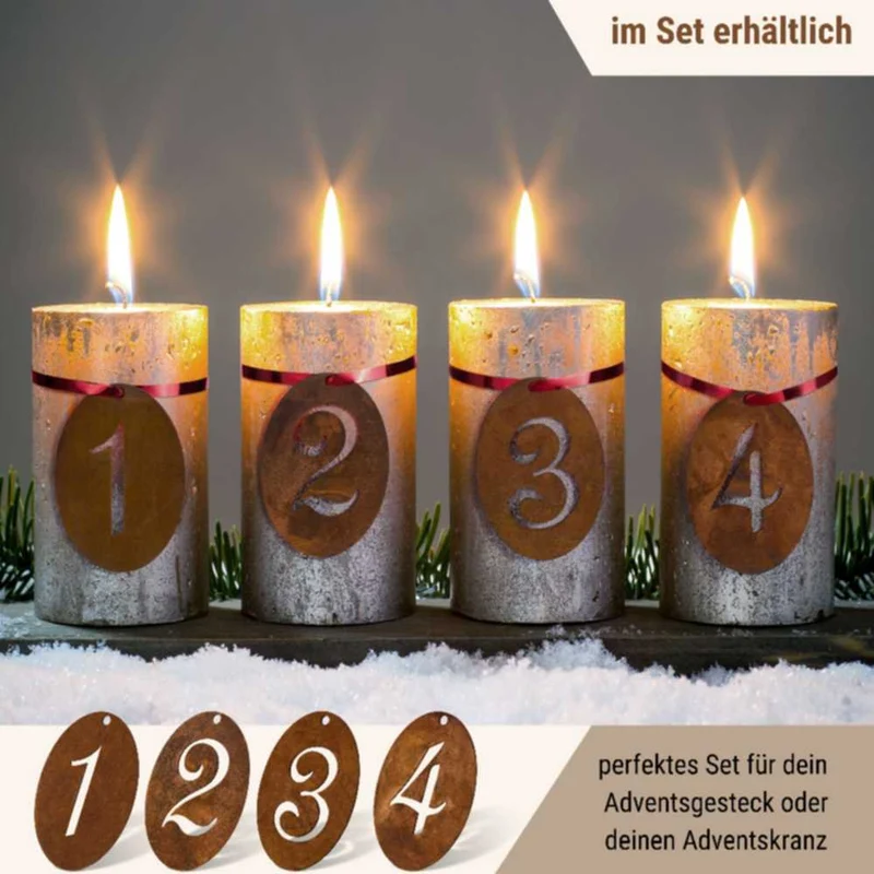 Rost Metall Adventsdeko Zahlen 1 - 4 | Weihnachtsdeko Adventzahlen