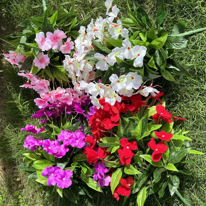 Großhandel Großer Impatiens-Sträuch mit 24 Stängeln – künstliche Außenblumen, UV-beständig