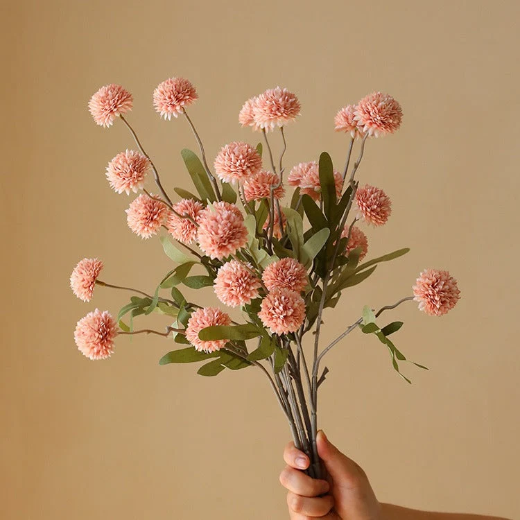 Großhandel: Faux-Kiku-Blumenstängel mit Pom-Pom-Bällen – für ästhetische Raumdekoration, Blumenarrangements und Tischanlagen