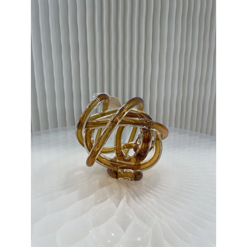 Glasknoten in Gelb – kleine Skulptur mit maritimem Seildesign