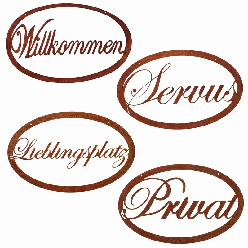Edelrost-Türschild für Haus und Garten