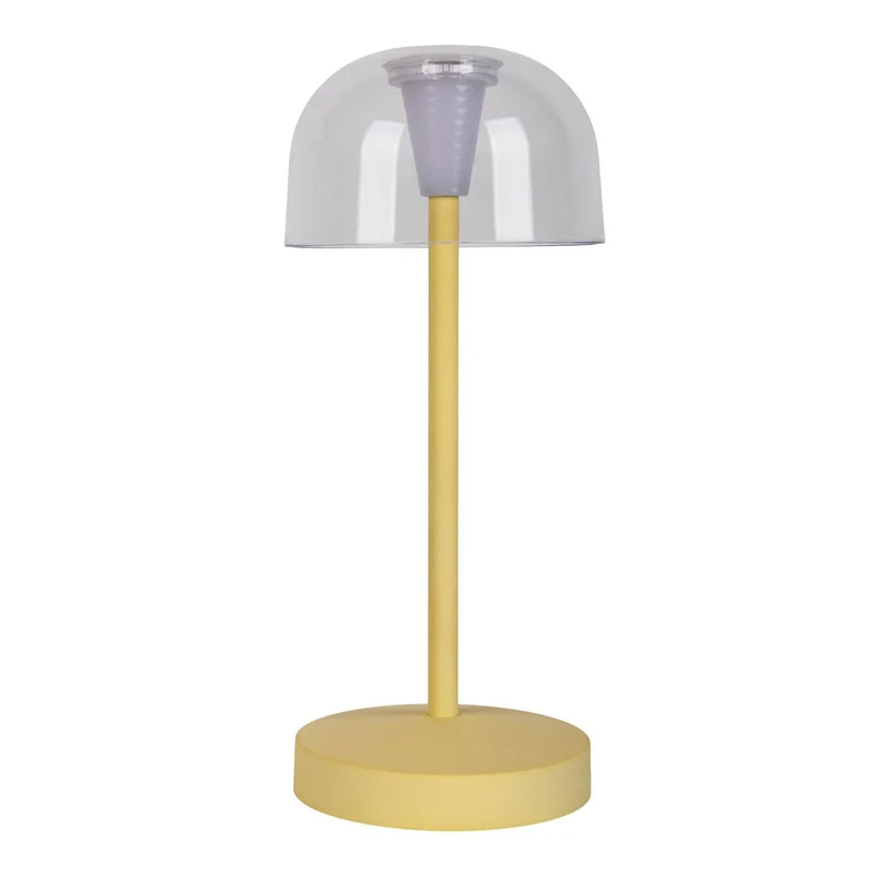 2-er Set LED-Akku-Tischleuchte "Gomba" für Außen und Innen, aus Metall und Kunststoff in Gelb , 18,5 cm hoch