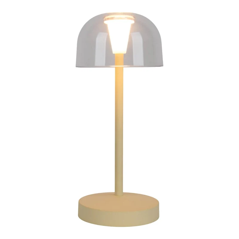 2-er Set LED-Akku-Tischleuchte "Gomba" für Außen und Innen, aus Metall und Kunststoff in Gelb , 18,5 cm hoch