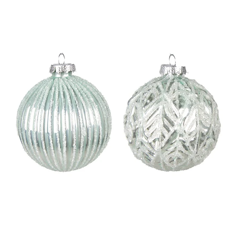 Weihnachtskugel 2er Set Grün, Glas (2) Ø 8x8 cm
