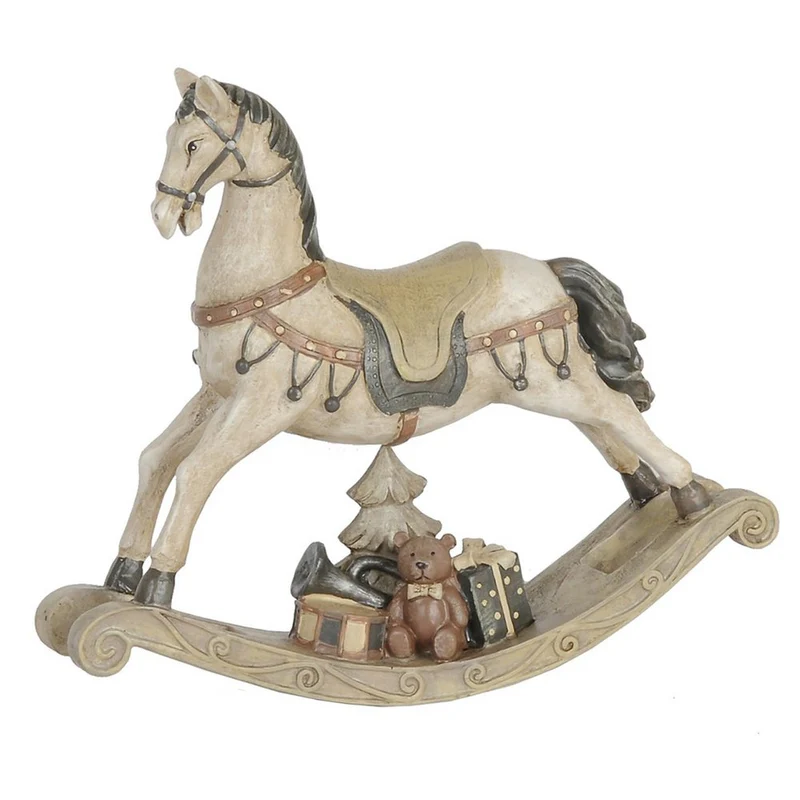 Weihnachtsdekoration Statue Schaukelpferd Weiß 22x5x19 cm