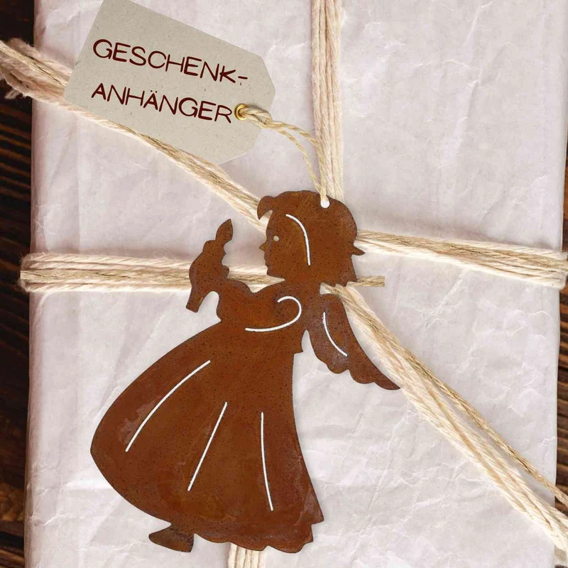 Weihnachtsdeko Engel mit Kerze | Rost Deko Engel Figur