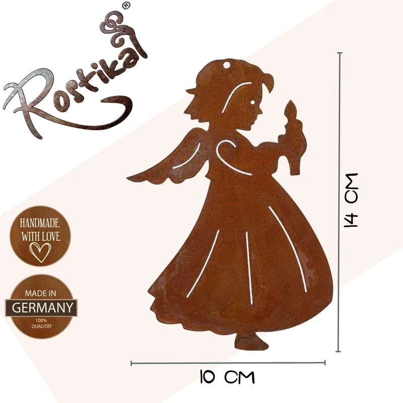 Weihnachtsdeko Engel mit Kerze | Rost Deko Engel Figur