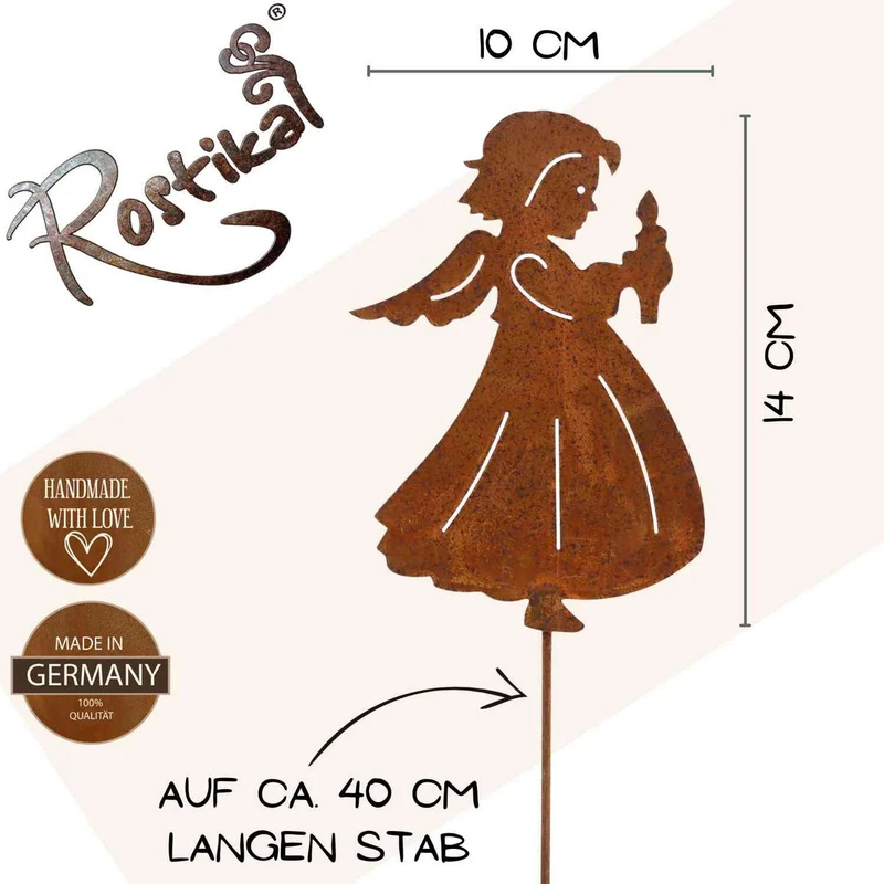 Weihnachtsdeko Engel mit Kerze | Rost Deko Engel Figur