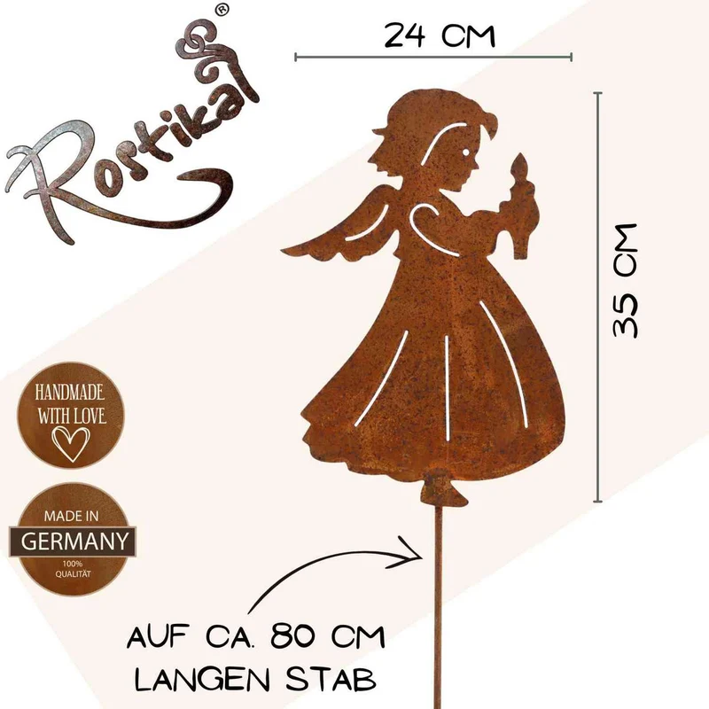 Weihnachtsdeko Engel mit Kerze | Rost Deko Engel Figur