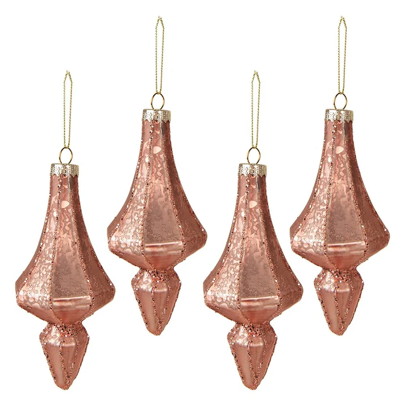 Weihnachtskugel XL Pink Set 4? 6x15cm