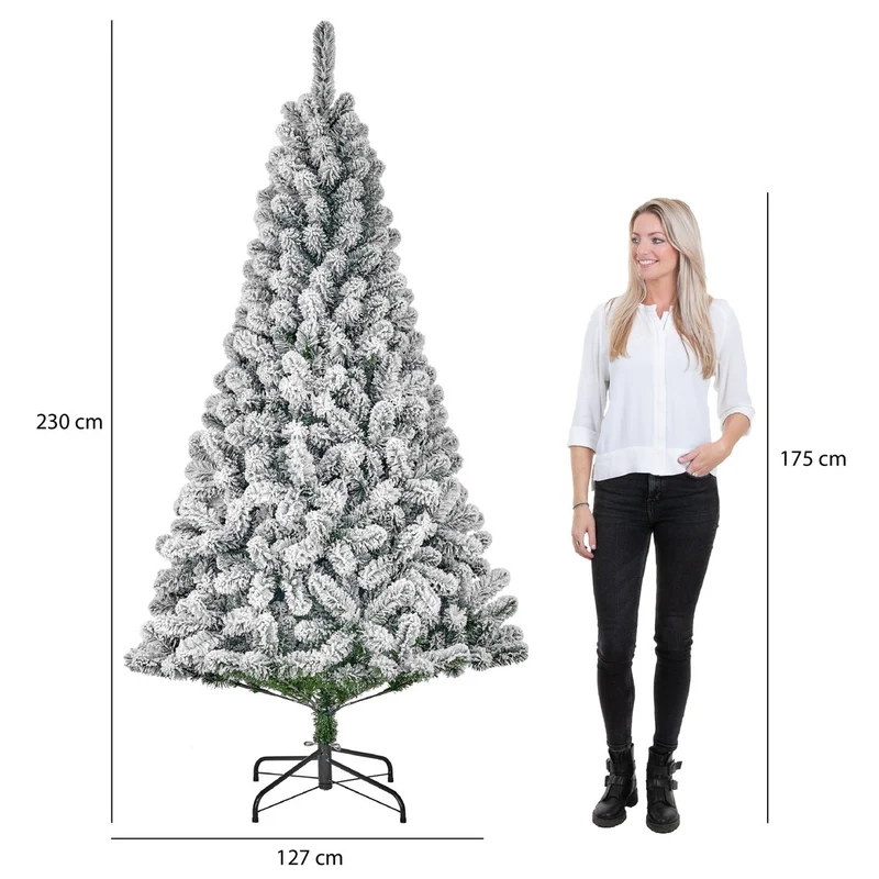 Millington Künstlicher Weihnachtsbaum – H230 x Ø127 cm – Grün gefrostet