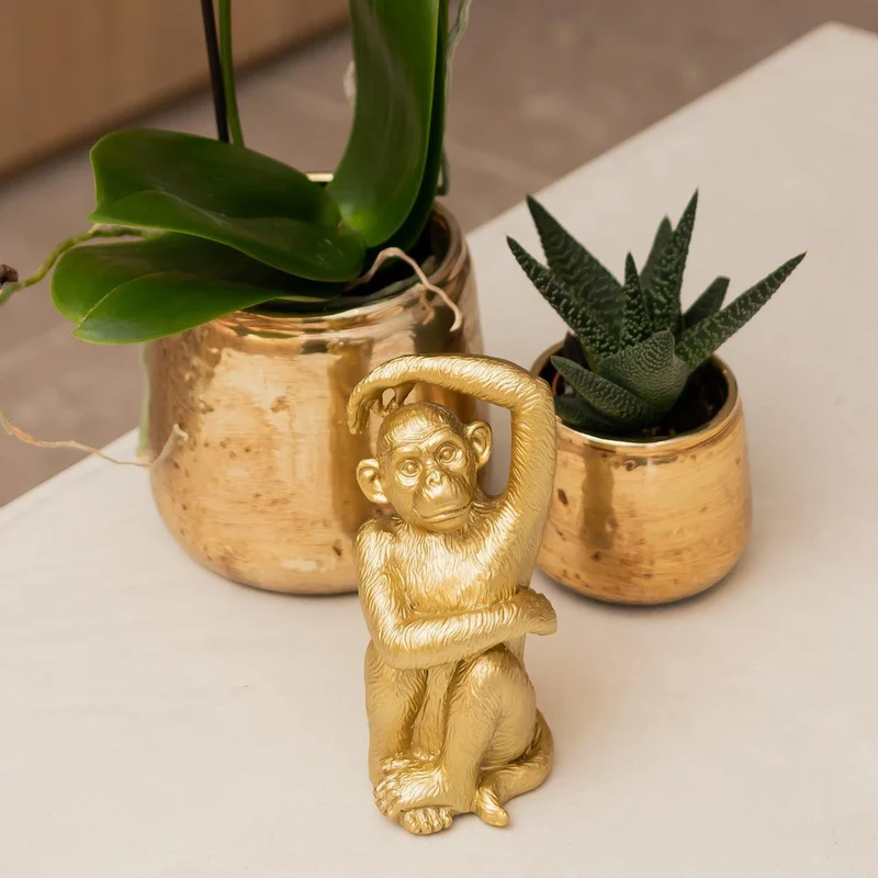 Sitzender Affe - Gold