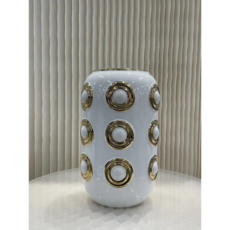 Goldene Vase mit 3 Kreisen (CV11617-12-CA-205321-WIT)