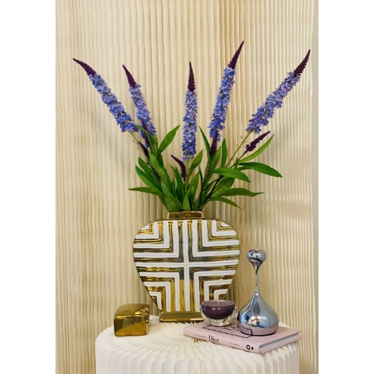Atemberaubendes, von Kunstdekor inspiriertes Glas in Gold und Weiß, klein (Ausverkauf – 50 % Rabatt von 27,99 bis 13,99 Euro)