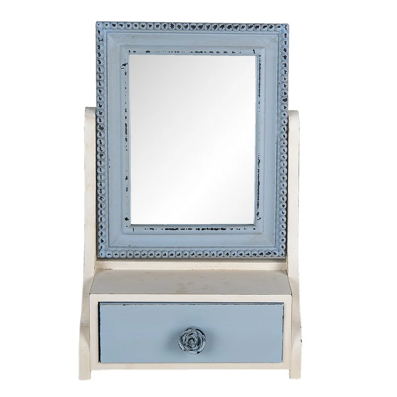 Standspiegel Blau, MDF und Glas 25x14x38 cm