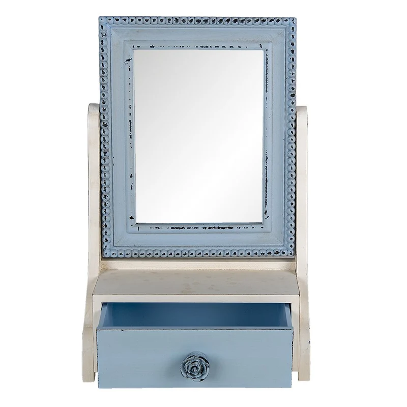 Standspiegel Blau, MDF und Glas 25x14x38 cm