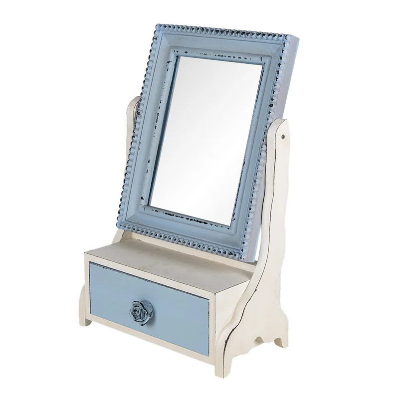 Standspiegel Blau, MDF und Glas 25x14x38 cm