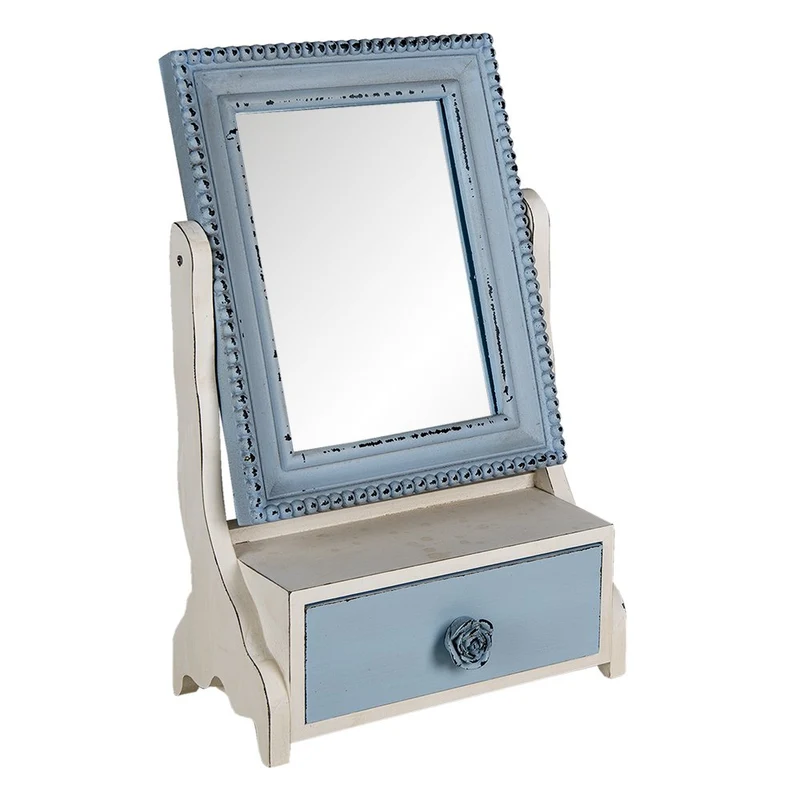 Standspiegel Blau, MDF und Glas 25x14x38 cm