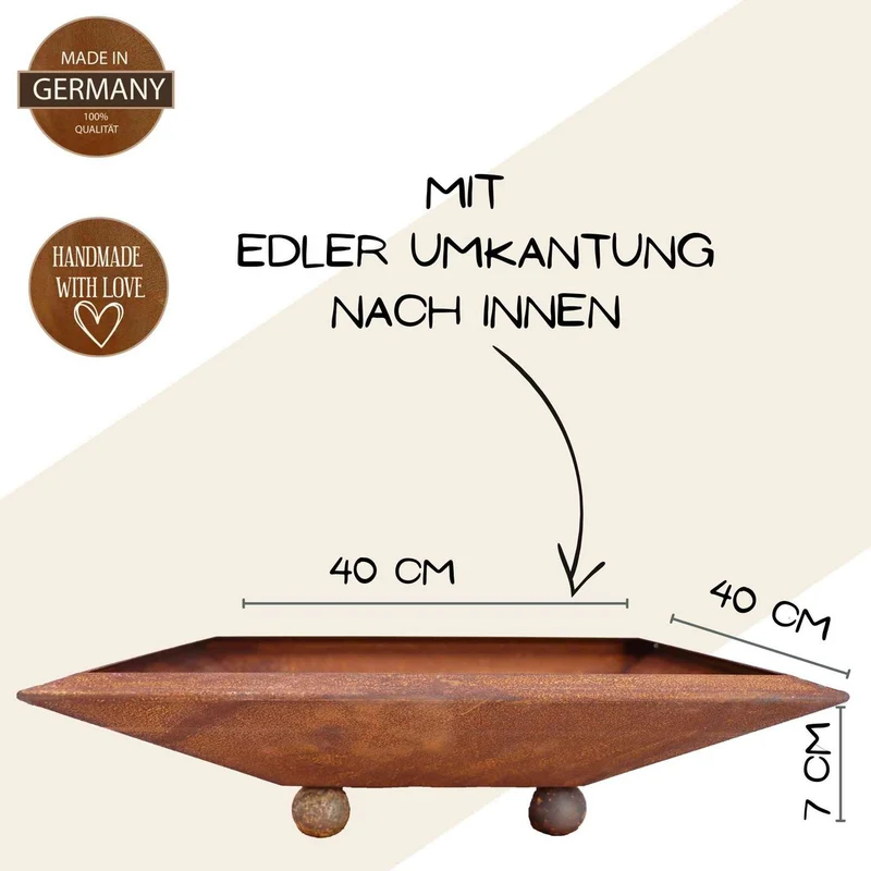 Edelrost Blumenschale eckig | In verschiedenen Varianaten erhältlich