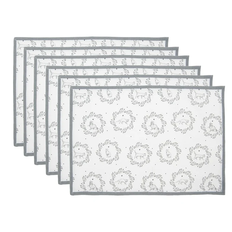 Tischsets 6er-Set Weiß Grau 48x33 cm