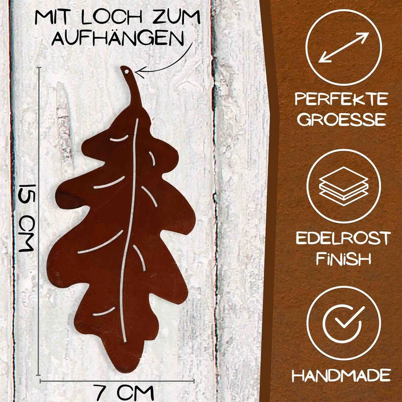 Eichenblatt Herbstdeko Rost | Metalldeko zum Hängen für den Herbst