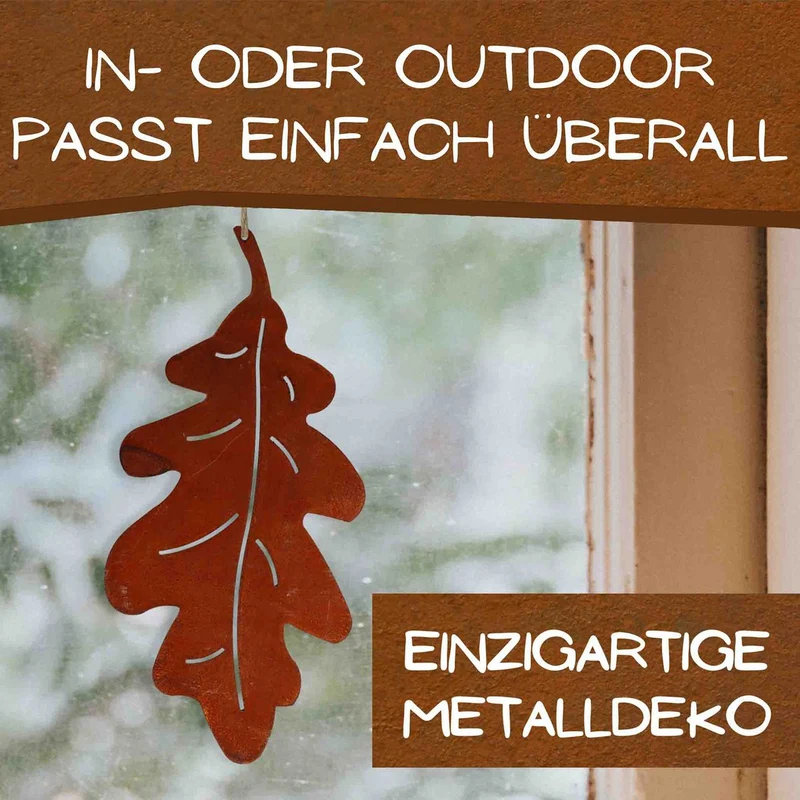 Eichenblatt Herbstdeko Rost | Metalldeko zum Hängen für den Herbst