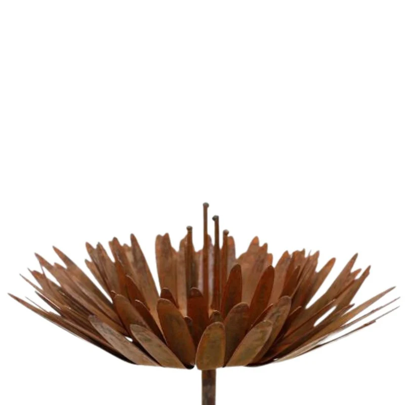 Rostdeko- Stecker Chrysantheme | auf Stab | Edelrost Gartendeko