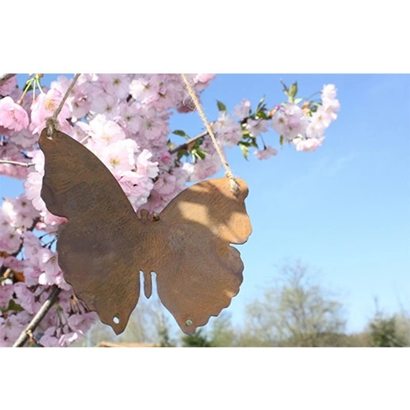 Vintage Hängedeko Schmetterling | Rost Deko Falter | 15 cm x 15 cm