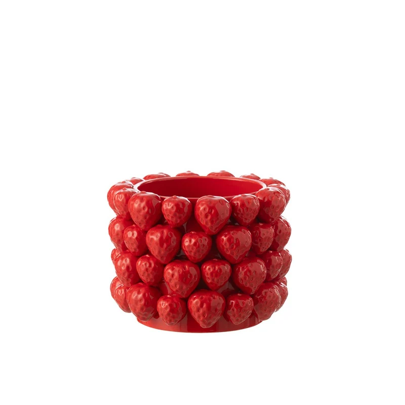 Blumentopf Erdbeeren Keramik Rot Groß