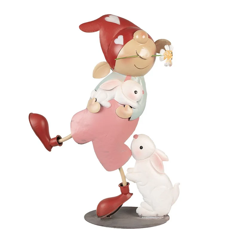 Dekorationsstatue Zwerg Rosa Weiß 40x15x55 cm
