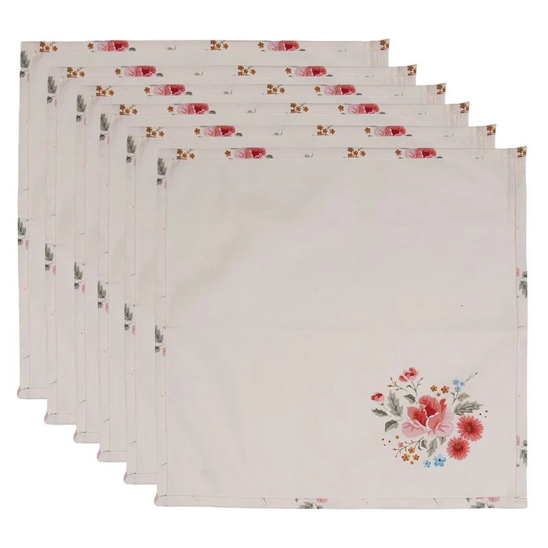 Servietten Baumwolle 6er Set Beige, Rot 40x40 cm