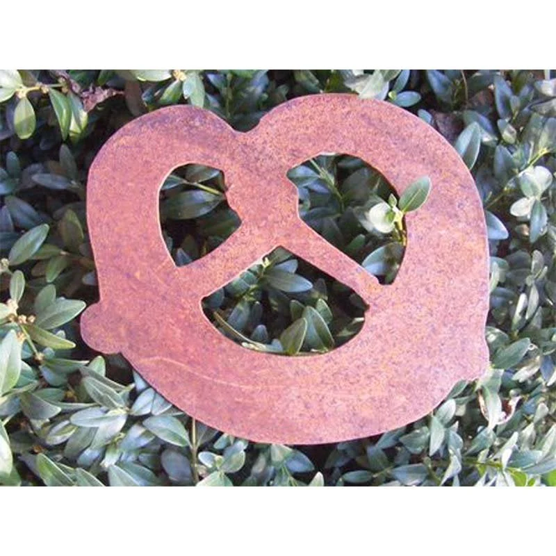 Edelrost Hängedeko Brezel | Rost Deko Breze aus Metall | 13 cm x 15 cm