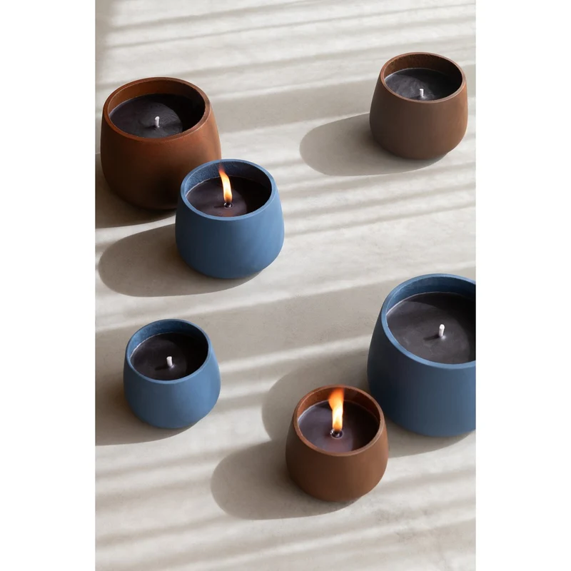 Outdoor Kerze Cyra Cement Blue groß