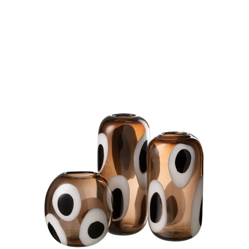 Vase Izzy – Glas – weiß/braun – groß