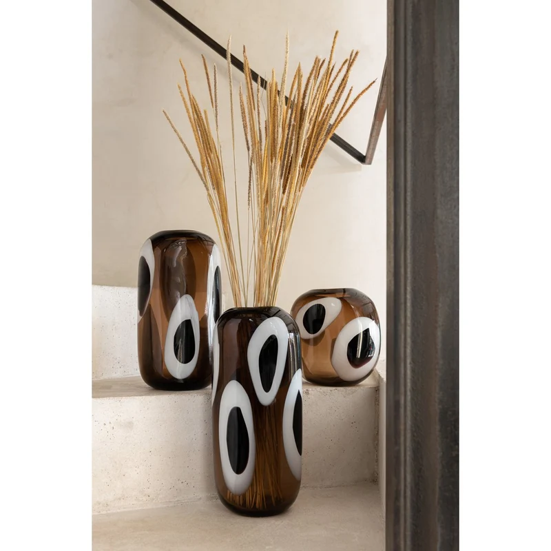 Vase Izzy - Glas - weiß/braun - klein