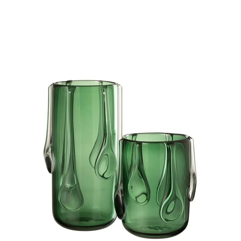 Vase Drippy Glas Grün Groß
