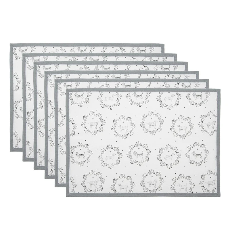 Tischsets 6er-Set Weiß Grau 48x33 cm