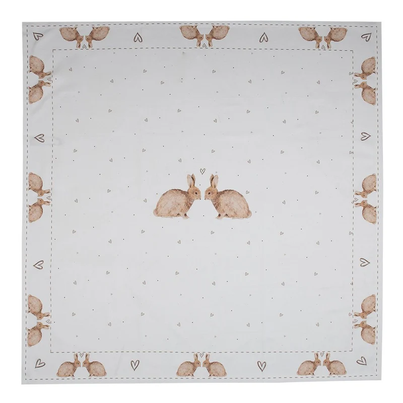 Tischdecke Weiß Braun, Baumwolle 100x100 cm