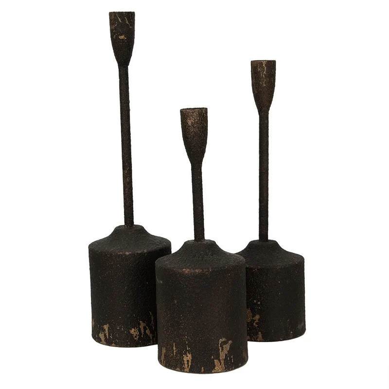 Kerzenständer (3er-Set) Schwarz? 9x35 ? 9x30 ? 9x25cm