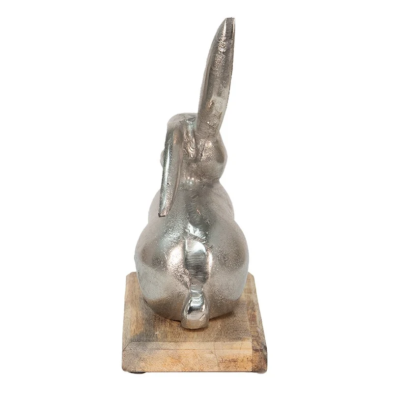 Skulptur Silberfarben, Aluminium und Holz 21x11x28 cm