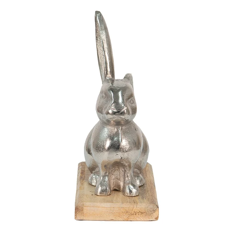 Skulptur Silberfarben, Aluminium und Holz 21x11x28 cm