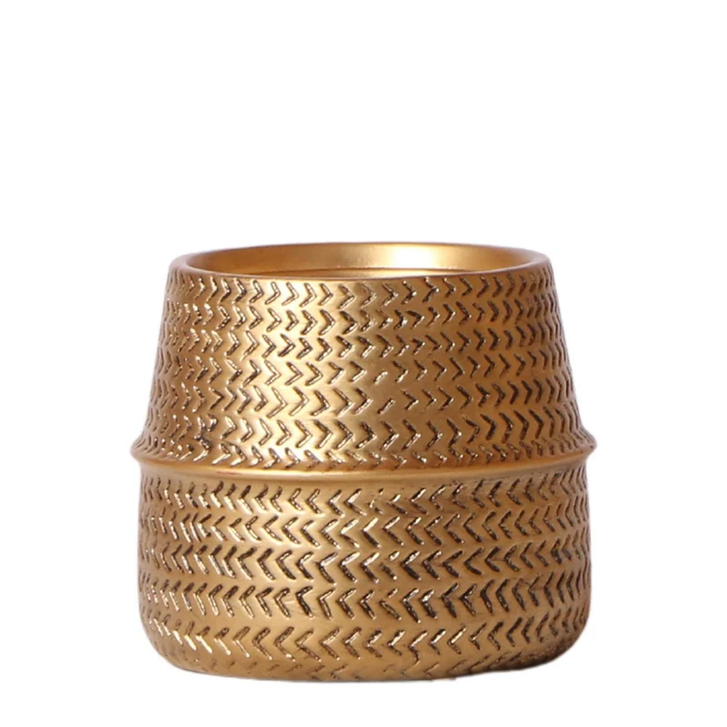 Übertopf „Groove“ -Blumentopf – goldener dekorativer Keramiktopf – Topfgröße – Ø9 cm