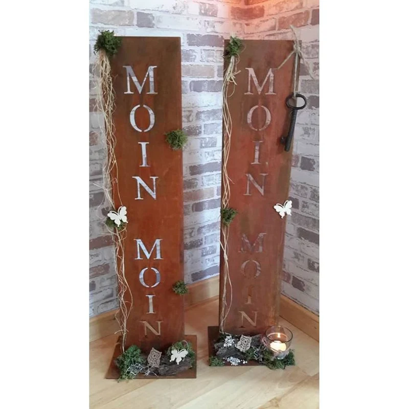 Edelrost Ständer MOIN MOIN Dekoschild