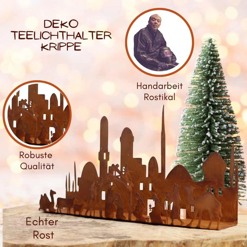 Weihnachten | Kerzenhalter /Weihnachtskrippe Kerzenständer | in zwei Größen | Rost Deko