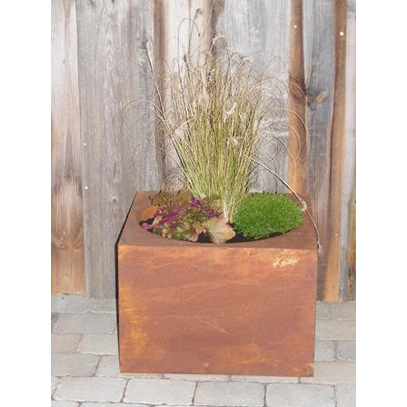 Rost Deko Trog | Edelrost Gartendeko Blumenkübel | Vintage Deko Blumensäule