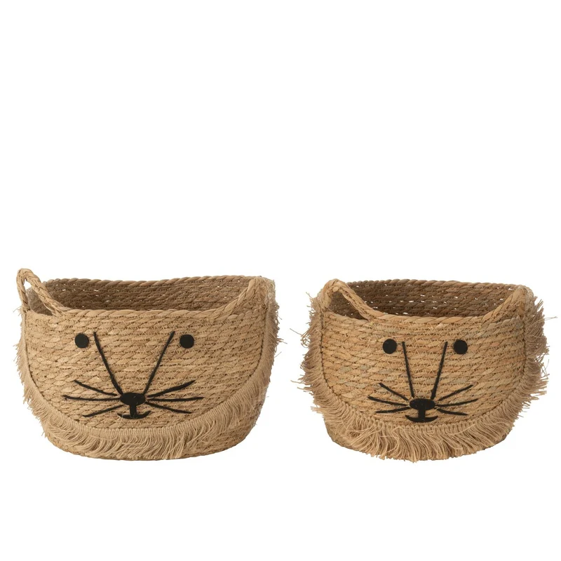 2 Körbe Set Kitty Riet Naturel/Schwarz